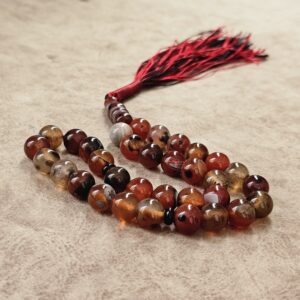 تسبیح عقیق سلیمانی اصل ۳۳ دانه سایز ۱۰ میلی‌متر – نمای کلی