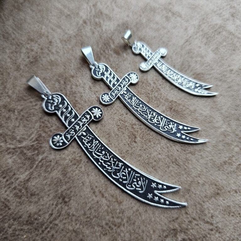 گردنبند نقره – طرح شمشیر ذوالفقار حضرت علی (ع) - در 3 سایز مختلف