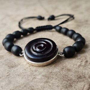 دستبند دخترانه نقره اصل ۹۲۵ – نگین عقیق مشکی