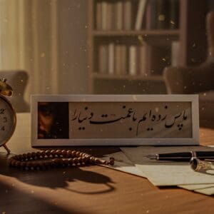 قاب شعر ما پس زده‌ایم با غمت دنیا را