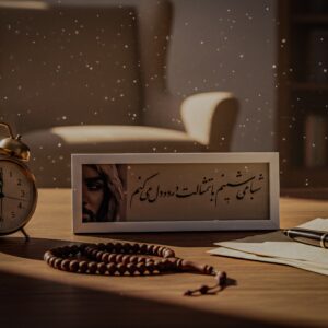 قاب عکس نوشته شب‌ها می‌نشینم با تمثالت در دل می‌کنم