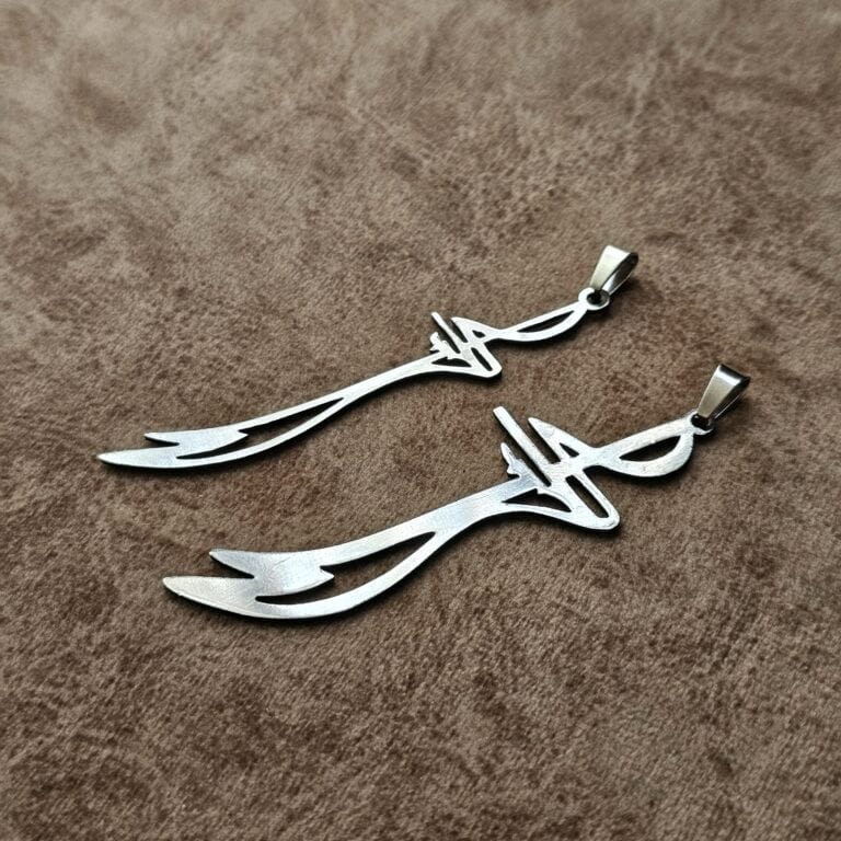 گردنبند استیل طرح شمشیر ذوالفقار حضرت علی (ع) رنگ ثابت