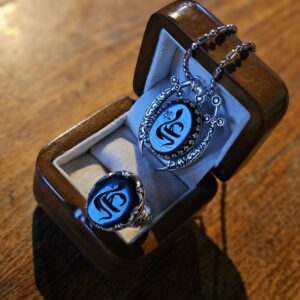 ست انگشتر و گردنبند نقره طرح ذوالفقار با نگین نام علی (ع)