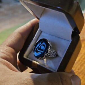 انگشتر نقره مردانه عقیق مشکی طرح علی