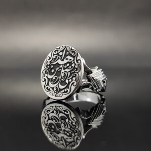 انگشتر نقره تمام‌دست ساز طرح هذا من فضل ربی مدل 2