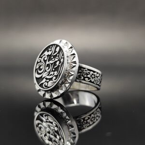 انگشتر نقره تمام‌دست ساز طرح والله ذوالفضل العظیم مدل 3