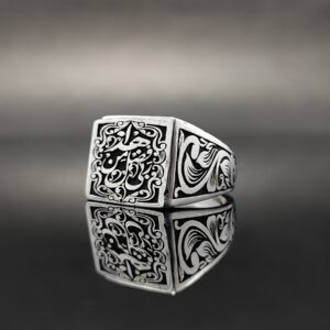 انگشتر نقره تمام‌دست ساز طرح هذا من فضل ربی مدل 3