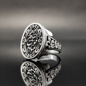 انگشتر نقره تمام‌دست ساز طرح و هو القاهر فوق عباده مدل 9