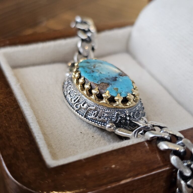 دستبند نقره با نگین فیروزه اصل نیشابور