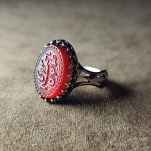 دسته نقره روس 10 انگشتر مردانه نقره روس عقیق سرخ یا مولای یا صاحب الزمان