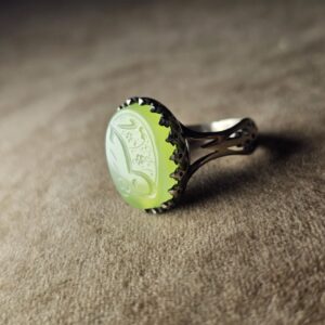 انگشتر مردانه نقره روس عقیق سبز کاهویی یا حسین