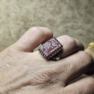 دسته نقره روس 8 انگشتر مردانه نقره روس عقیق سرخ یا حسین