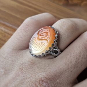 انگشتر نقره روس مردانه نگین حکاکی رضا