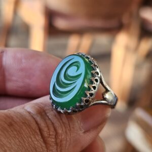 انگشتر نقره روس مردانه علی ع عقیق سبز