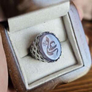 انگشتر نقره روس مردانه علی ع عقیق سوسنی