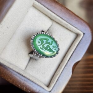 انگشتر نقره روس مردانه حسین علیه السلام عقیق سبز
