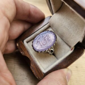 دسته نقره روس 10 انگشتر مردانه نقره روس عقیق سوسنی یا قمر بنی هاشم