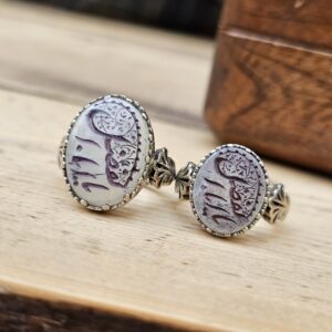 دسته نقره روس 13 انگشتر نقره سنگ حرم مردانه طرح یا اباالفضل