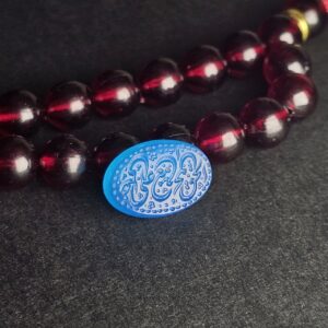 عقیق آبی طبیعی طرح علی مع الحق و الحق مع علی
