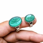ست انگشتر عقیق طبیعی مردانه و زنانه با رکاب نقره طرح نیزه