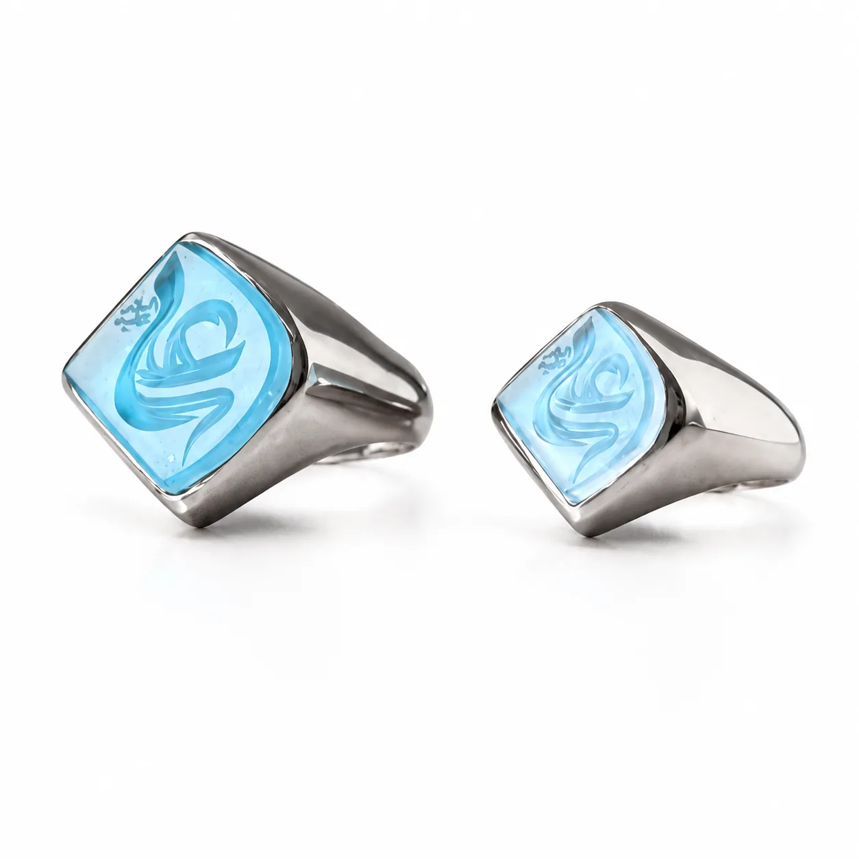 silver-couple-ring-set-natural-agate-ali-main ست انگشتر نقره زنانه و مردانه با عقیق طبیعی و حکاکی علی (ع)