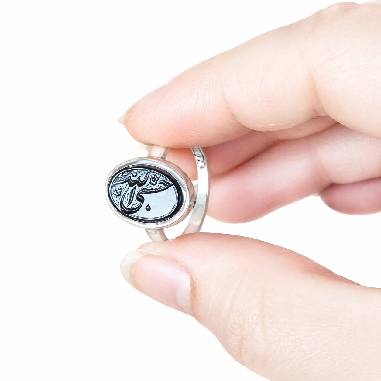 women-silver-agate-hasbi-allah-ring-01 انگشتر نقره زنانه عقیق طبیعی طرح حسبی الله