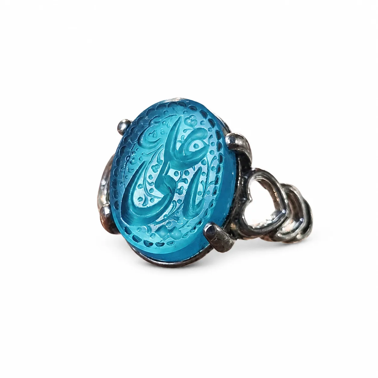 women-silver-agate-ya-ali-heart-ring-main انگشتر نقره زنانه عقیق یا علی طرح قلب