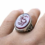 انگشتر مردانه نقره یا علی مولا روی دست