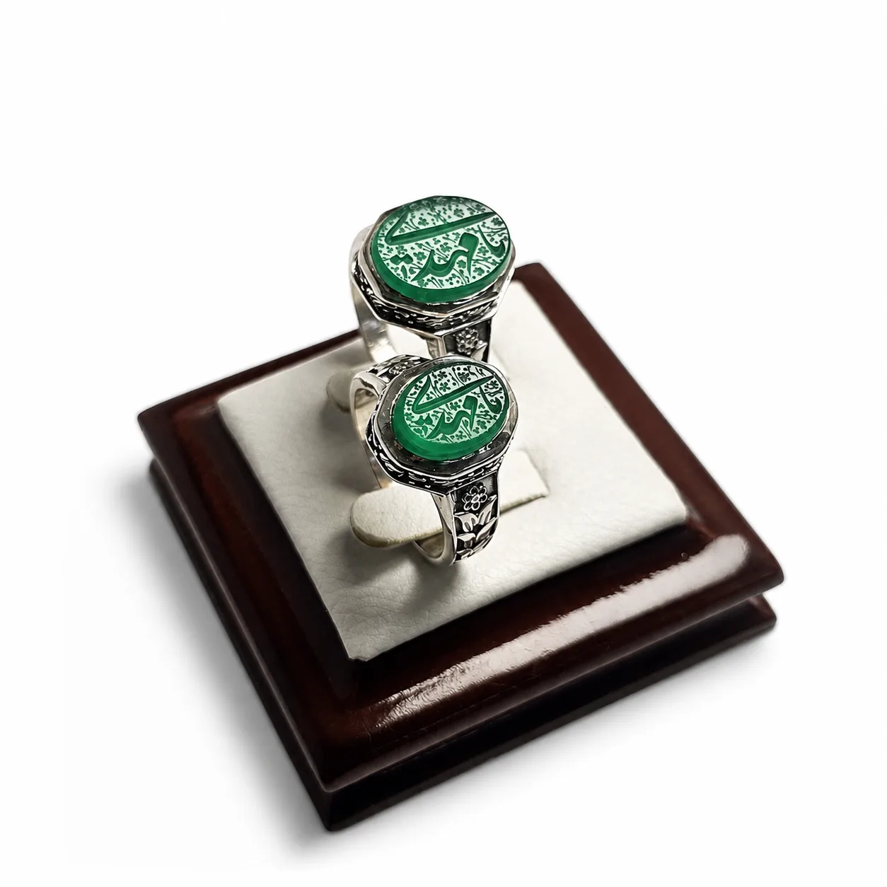 ya-mahdi-agate-silver-couple-ring-01 ست انگشتر نقره مردانه و زنانه عقیق طبیعی حکاکی یا مهدی